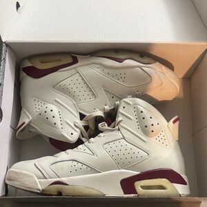 Nike Air White and Burgundy Sneakers
